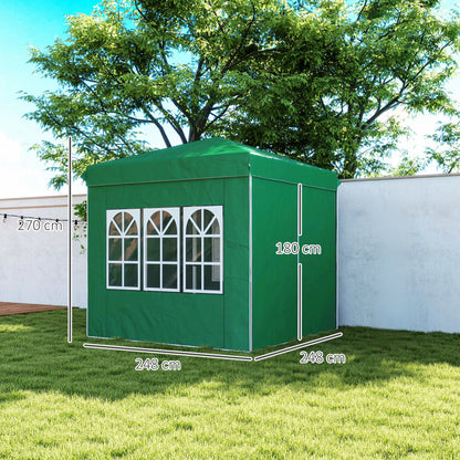 Outsunny Carpa Plegable Pop-up 2,5x2,5 M Con 4 Paredes Laterales Anti-uv Verde_2