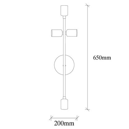 Aplique De Pared, Metal , Blanco, 20x15x62, Casquillo 4 X E 27 Max 40 W