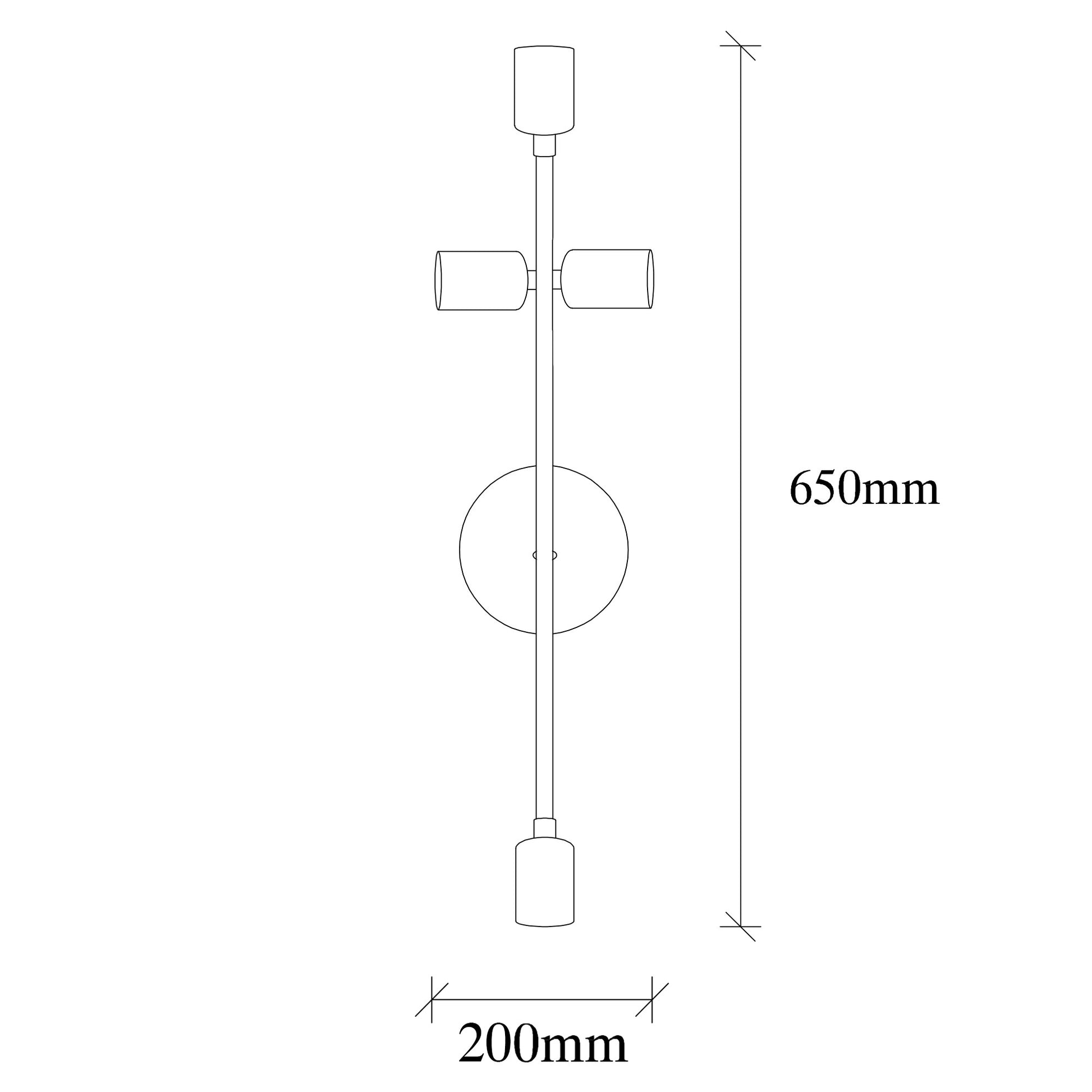 Aplique De Pared, Metal , Negro, 20x15x62, Casquillo 4 X E 27 Max 40 W