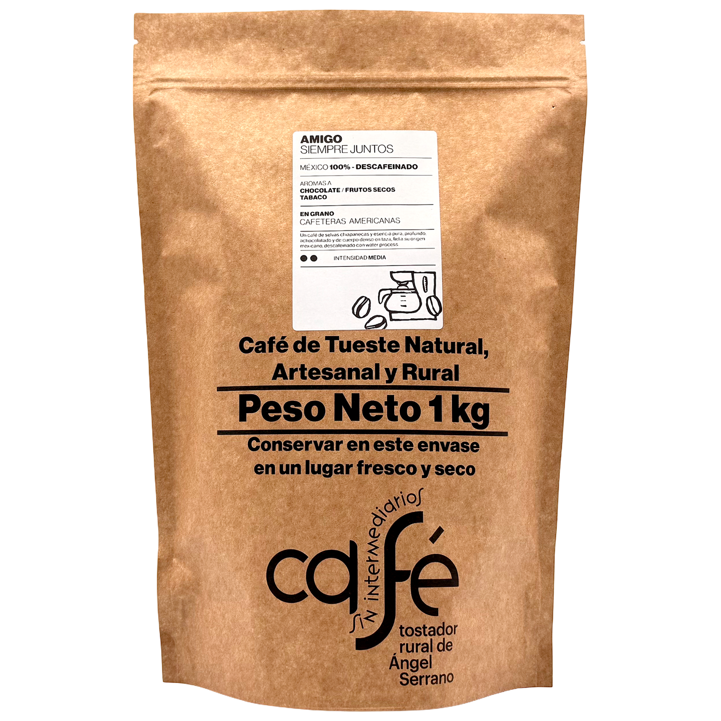 Cafe Sin Intermediarios Café Descafeinado Amigo En Grano Para Americana 1 Kg_0