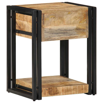 Mesitas De Noche 2 Piezas 40x35x50cm Madera Maciza Rugosa Mango_4
