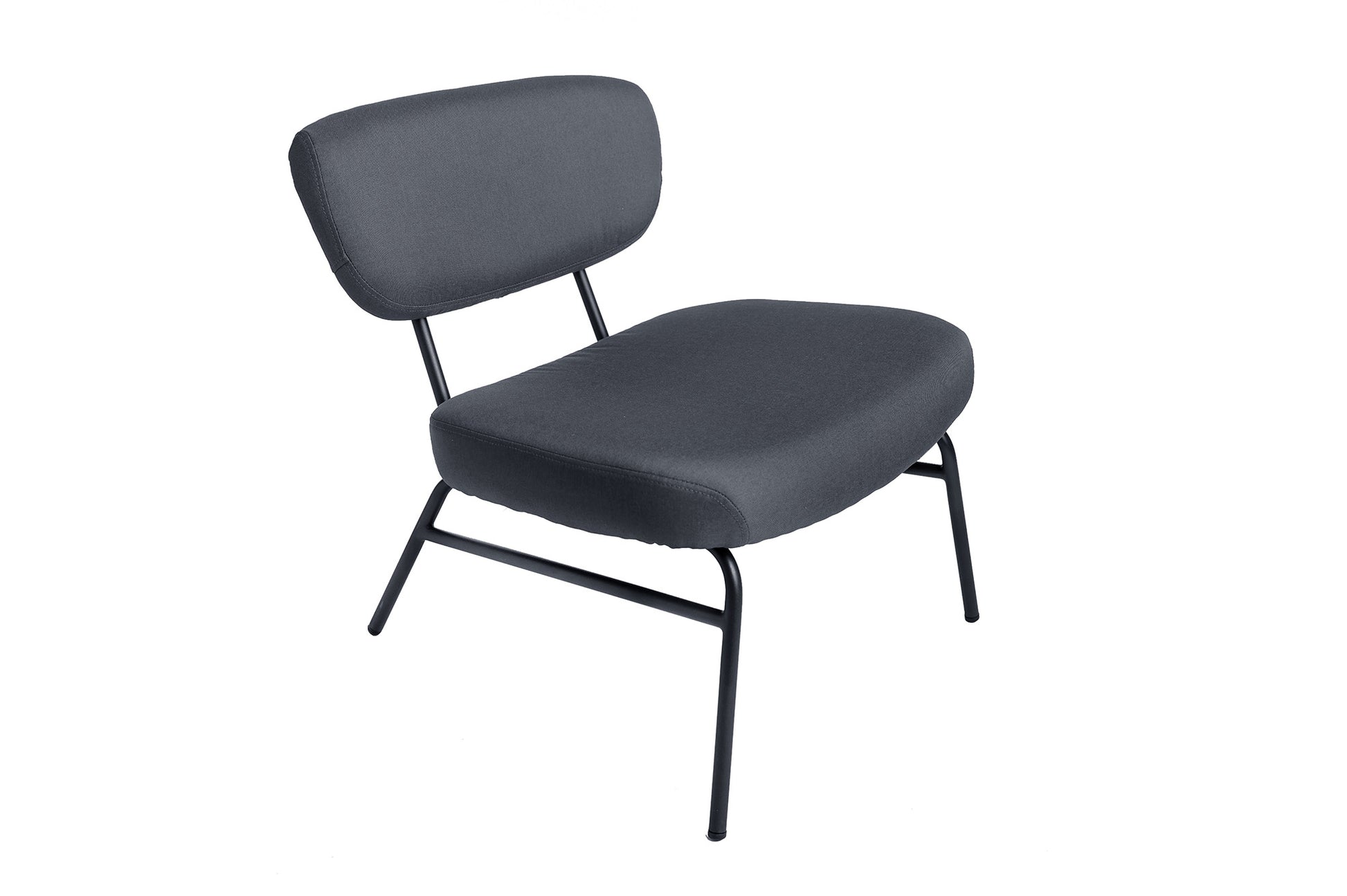 Sillón Reclinable Bajo Sentado Salón Tela Gris Patas De Metal Negro Vintage 66x65x67,5cm- Muebles De Salón_0
