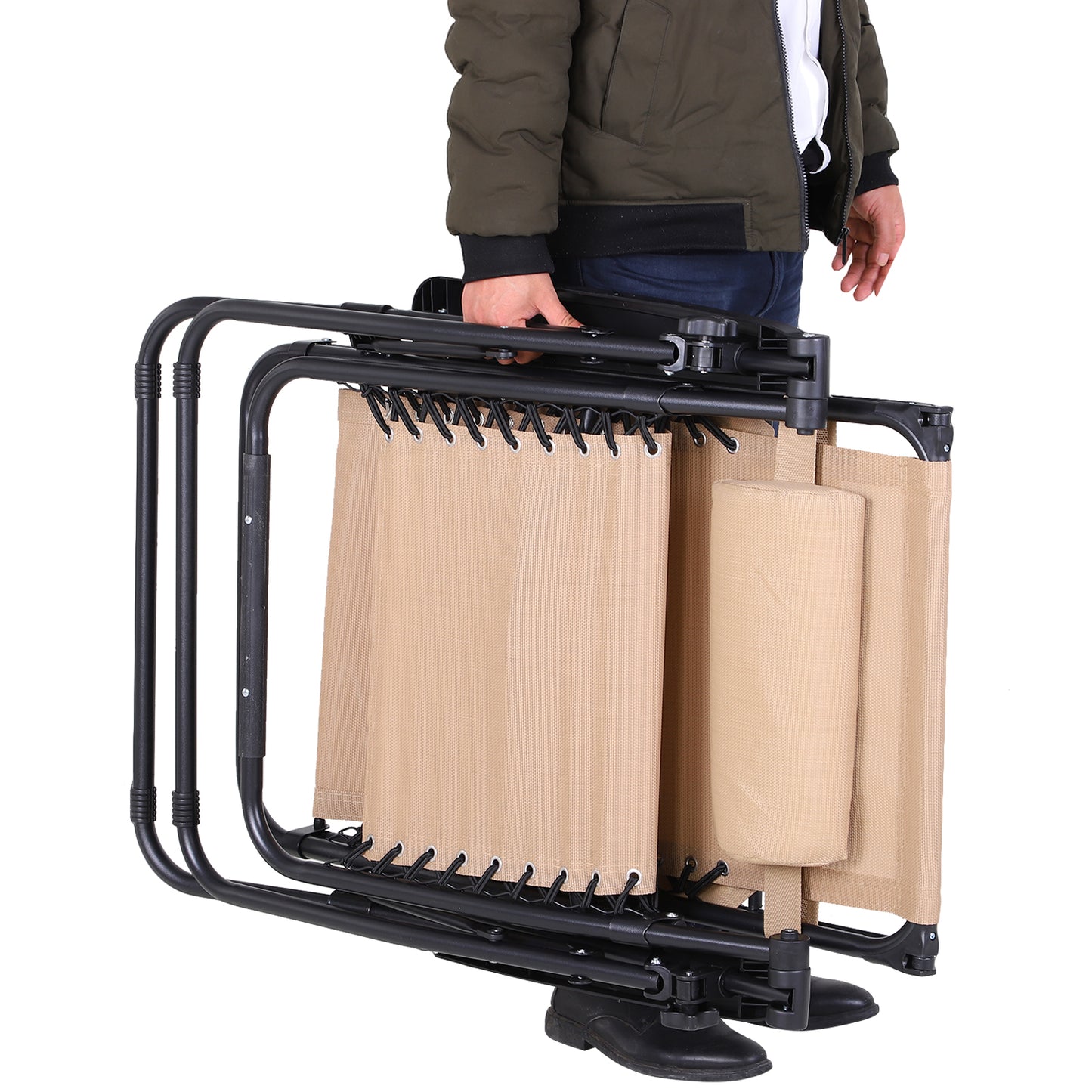 Outsunny Tumbona De Gravedad Cero Con Toldo Plegable Bandeja Portavasos_4