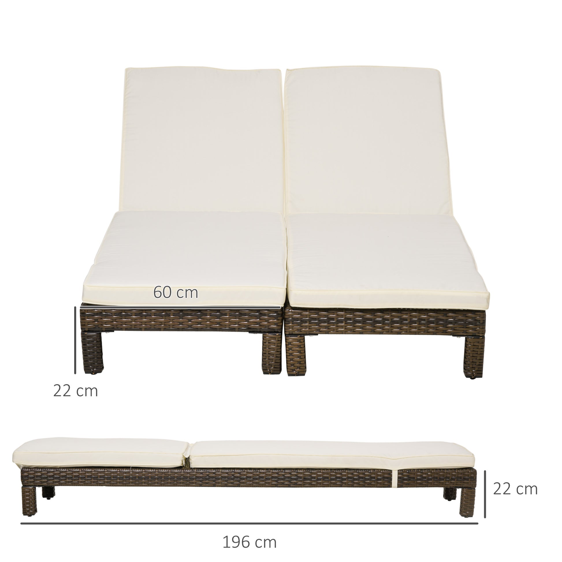 Outsunny Conjunto De 2 Tumbonas De Jardín Reclinable En 5 Posiciones 196x60x22cm_2