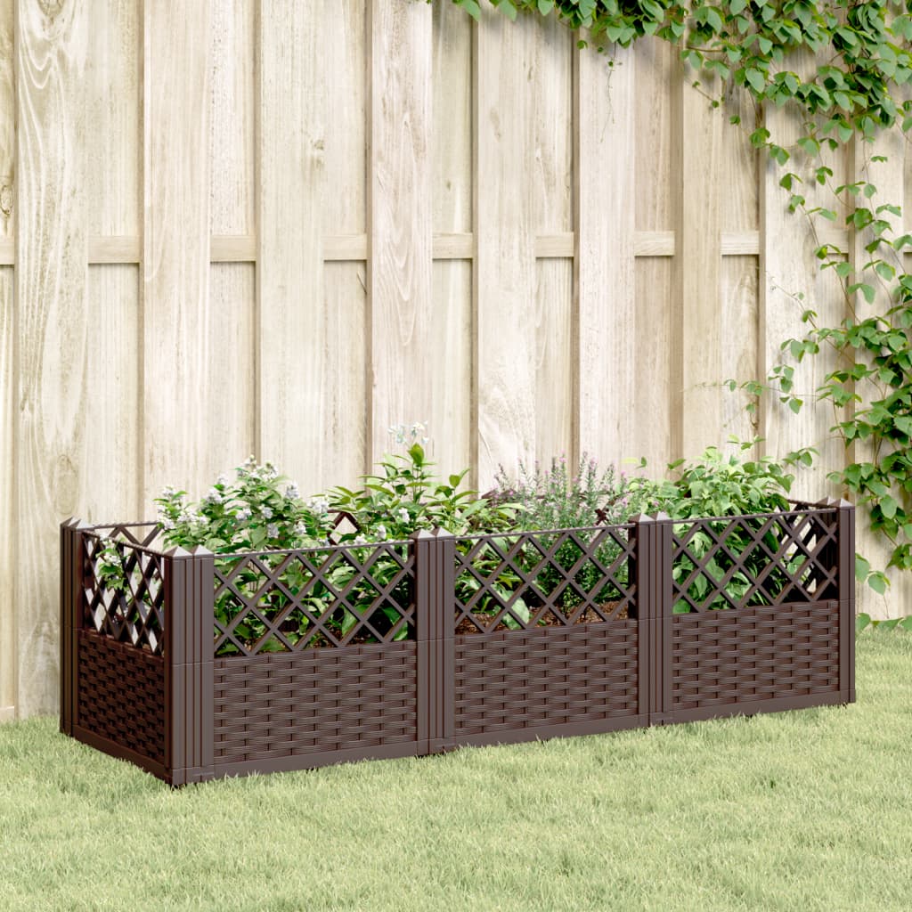 Jardinera Con Clavijas Pp Marrón 123,5x43,5x43,5 Cm_1