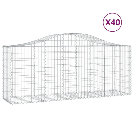 Cestas De Gaviones 40 Uds Forma De Arco Hierro 200x50x80/100 Cm_0