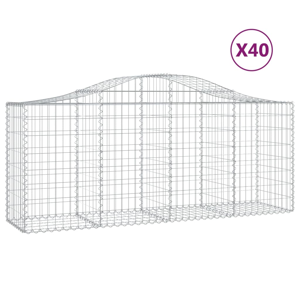 Cestas De Gaviones 40 Uds Forma De Arco Hierro 200x50x80/100 Cm_0