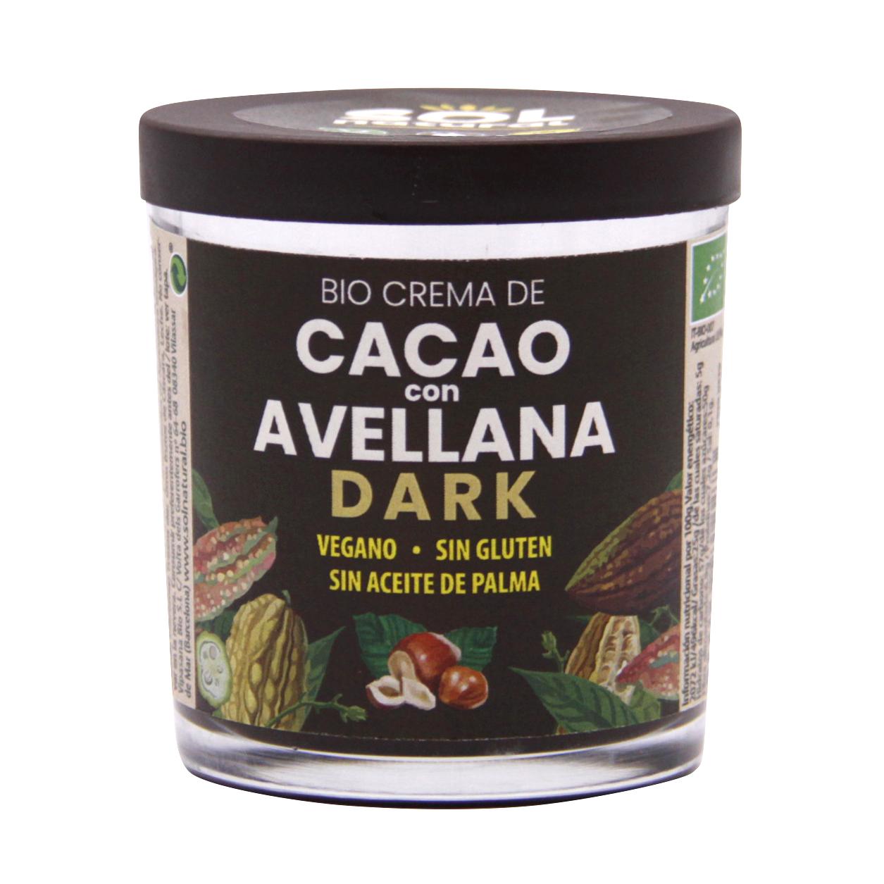 Creme de Cacau Escuro Vegan Biológico Sol Natural com Avelãs 200g