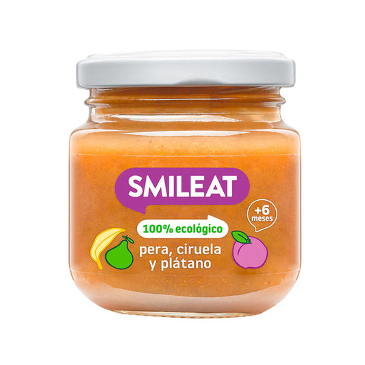 Smileat Organic Pêra, Ameixa e Banana Pote +6 Meses, 130g