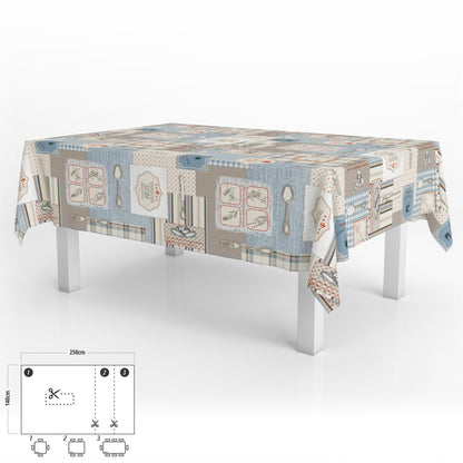 Mantel Hule Rectangular Menu Restaurante Impermeable Antimanchas Pvc 140x250 Cm.  Recortable Uso Interior Y Exterior_0