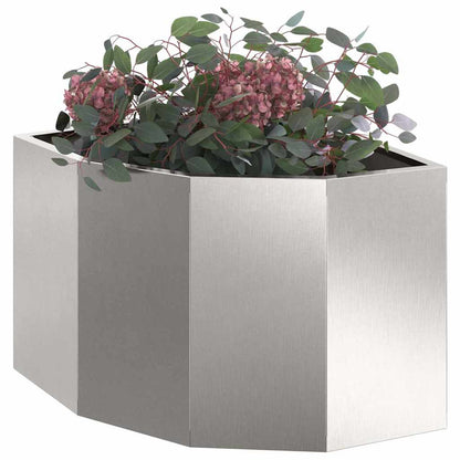 Macetero De Esquina Plateado 45 X 45 X 35 Cm Acero Inoxidable_2
