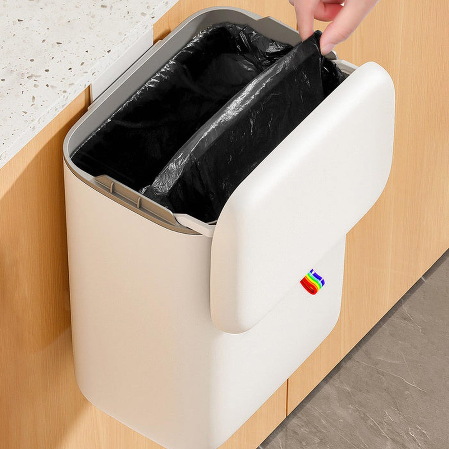 Joybos Papelera Colgante Para Cocina Con Tapa 10l_3