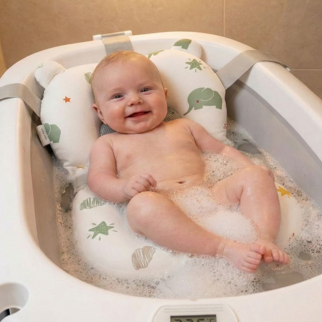Bathby Cojín De Baño Antideslizante Con Estampado De Elefantes Para Bebés, Cómodo Y Seguro_1
