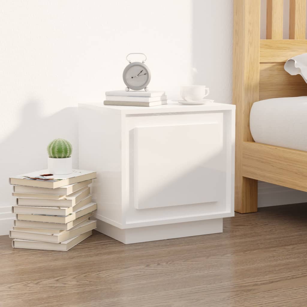 Mesitas De Noche 2 Uds Madera Blanco Brillante 44x35x45 Cm_1