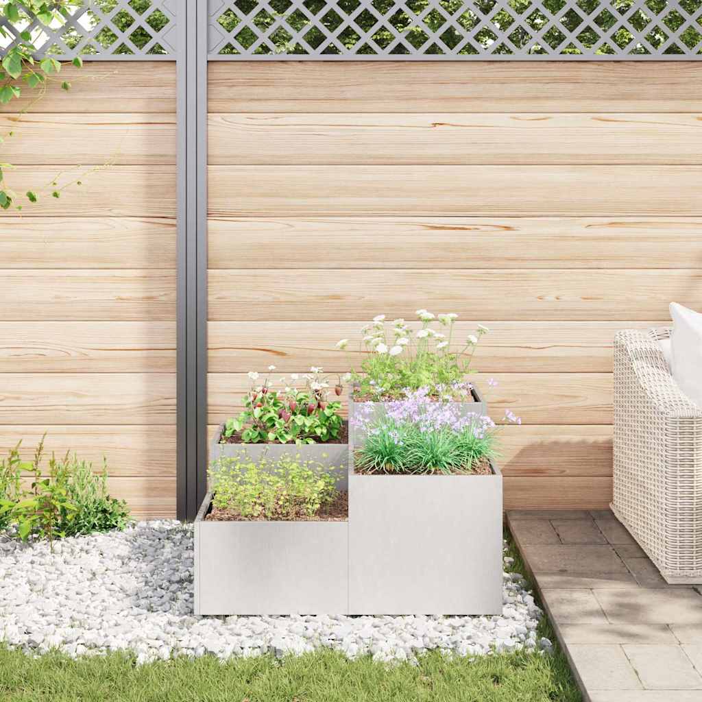 Maceta Para Jardín Plateado 100 X 100 X 48 Cm Acero Inoxidable_3