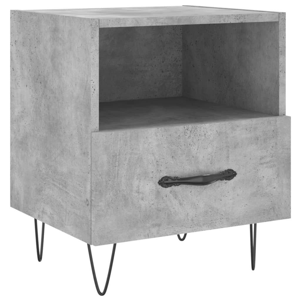Mesita De Noche Madera Ingeniería Gris Hormigón 40x35x47,5 Cm_0