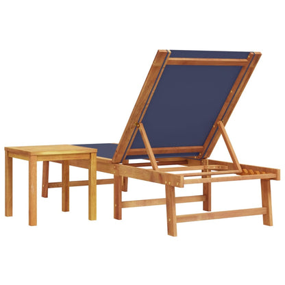 Tumbona Con Mesa Madera Maciza De Acacia Y Textileno Azul / Vetonek_1