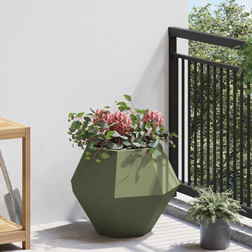 Jardinera 2 Uds. Verde Oliva 50 X 50 X 40 Cm Acero_3