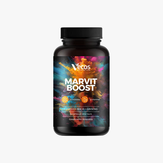 Marvit Boost VECOS (90 cápsulas) | Rendimiento Físico y Mental | Maca, Ginseng y CoQ10 | 13 vitaminas + 11 minerales_0