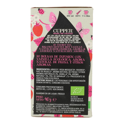 Infusão de Morango e Baunilha Bio Cupper 20 Saquetas
