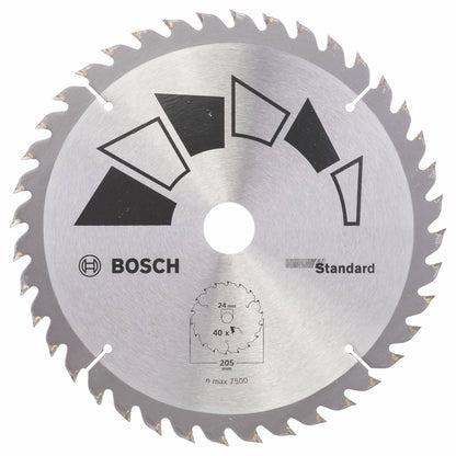 Lâmina de serra circular padrão Bosch 205 x 16/18/20/24 mm 40 dentes