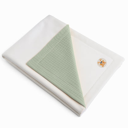 Manta De Algodón Orgánico Rex Blanca Y Verde_0