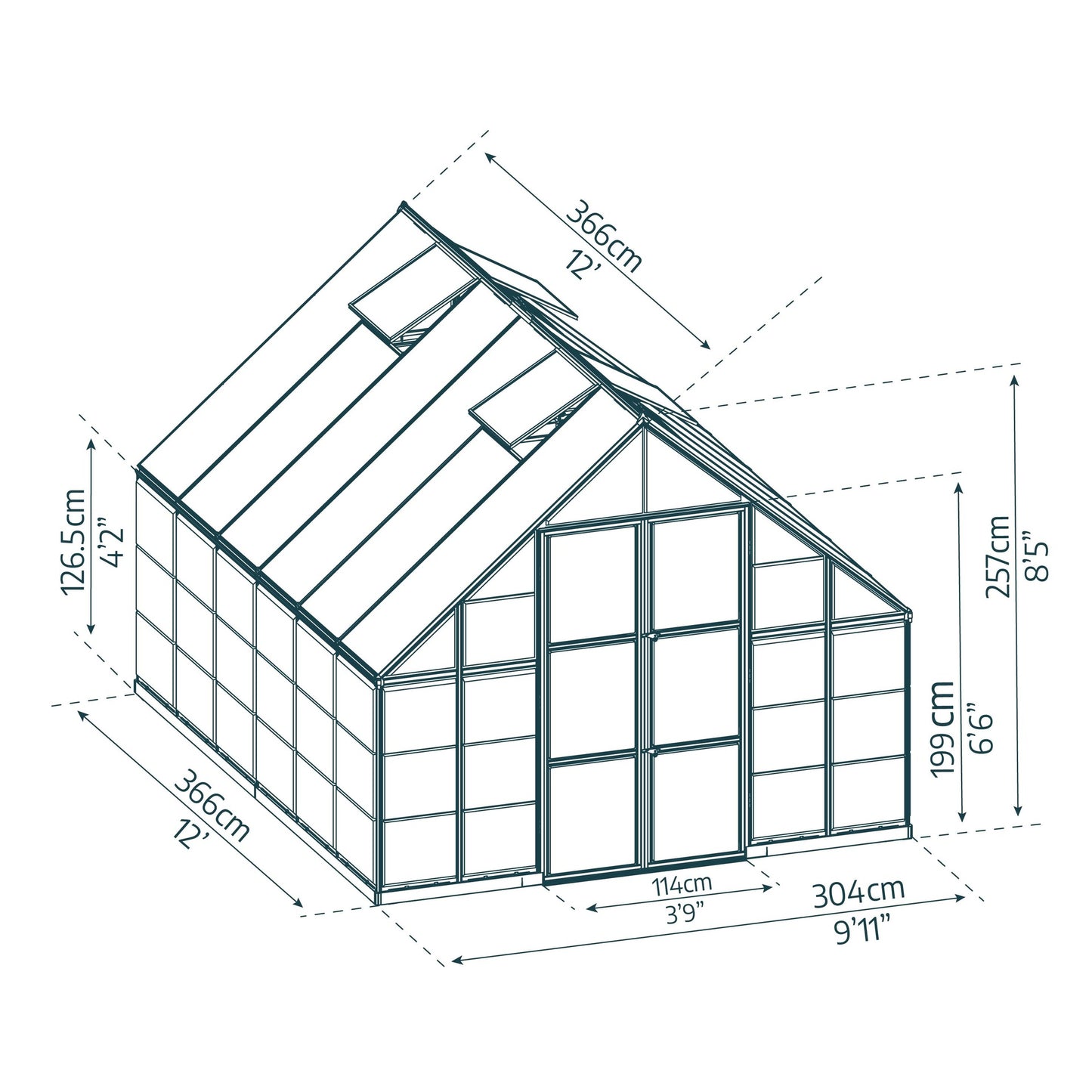 Estufa Balance Garden 366x304x257 cm Canopia Prata da Palram 