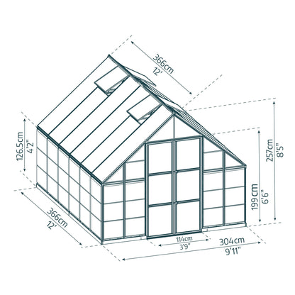 Estufa Balance Garden 366x304x257 cm Canopia Prata da Palram 