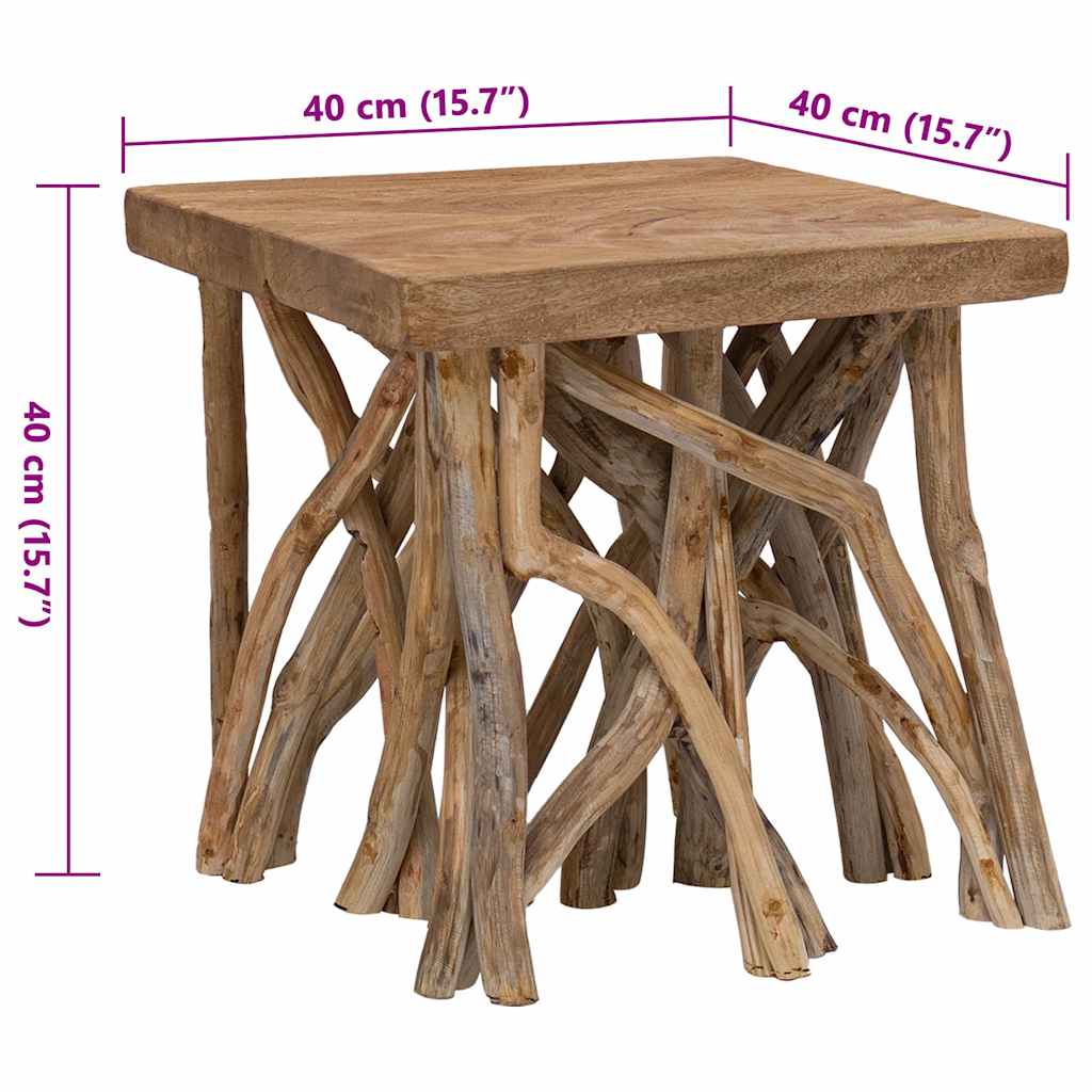 Mesa De Centro De Troncos Madera Reciclada Mixta 40x40x40 Cm_4