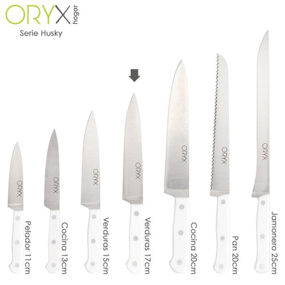 Cuchillo Husky Verduras 17 Cm. Hoja Acero Inoxidable, Cuchillo Verduras, Cuchillo Cortar Verduras Mango Ergonomico Blanco_2
