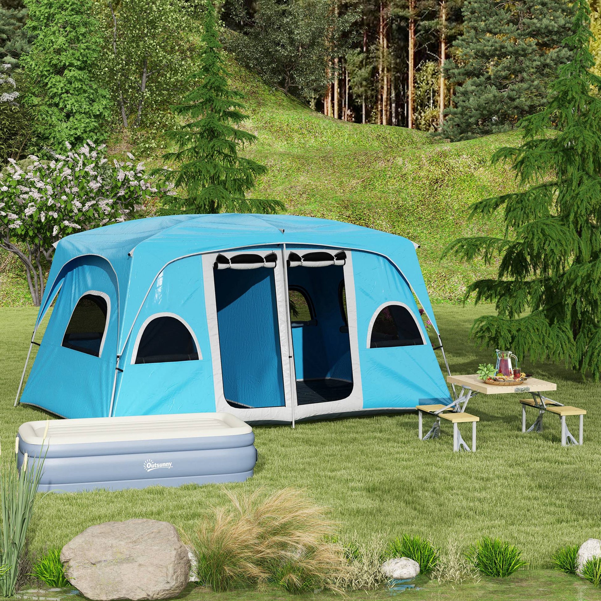 Outsunny Mesa De Camping Plegable 86x72,5x67 Cm Con Asientos Natural_4
