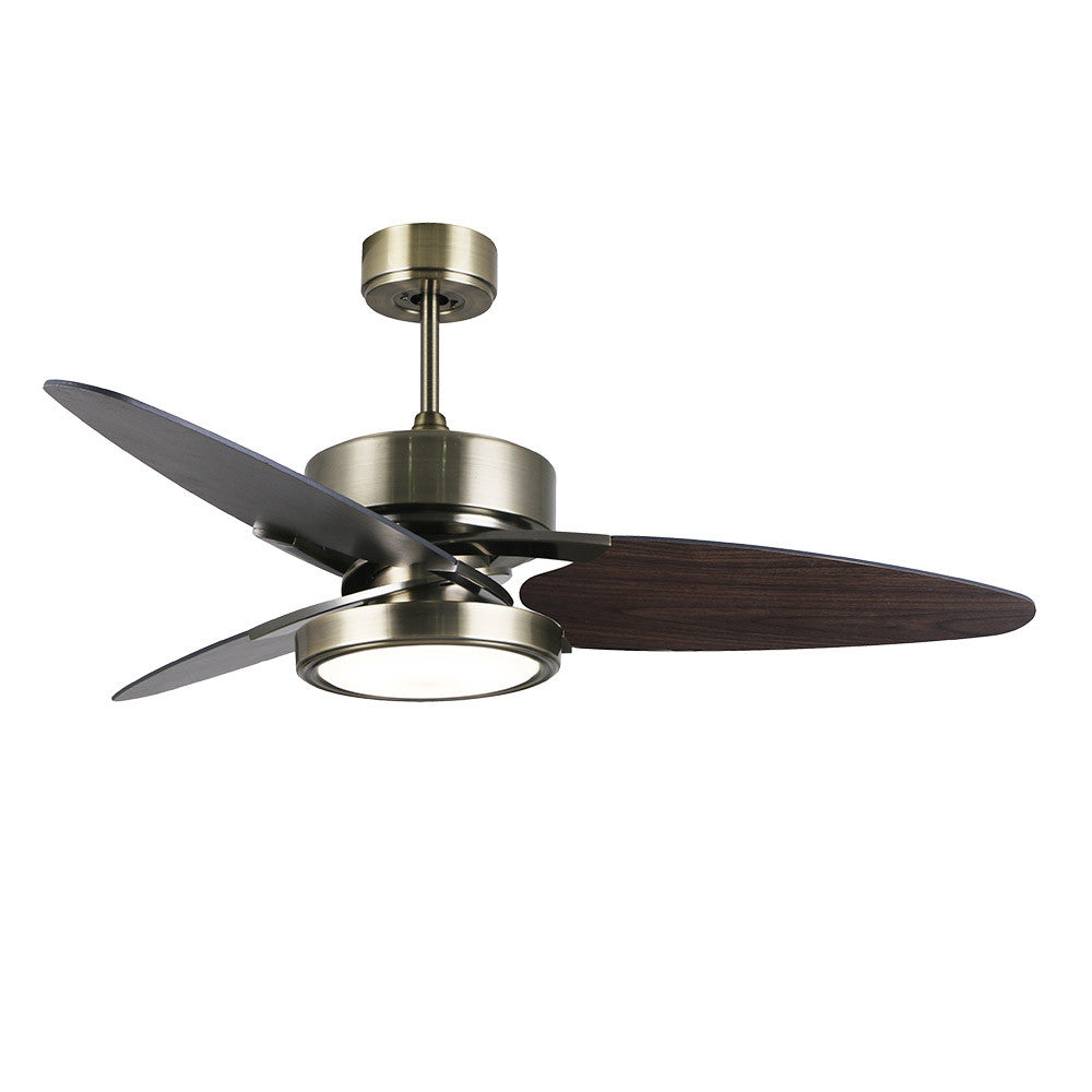 Ventilador Dc Cross 30w Cuero 3 Aspas Negro/nogal 6vel. 3 Colores 3250lm 132d Remoto, Memoria Y Temporizador_1