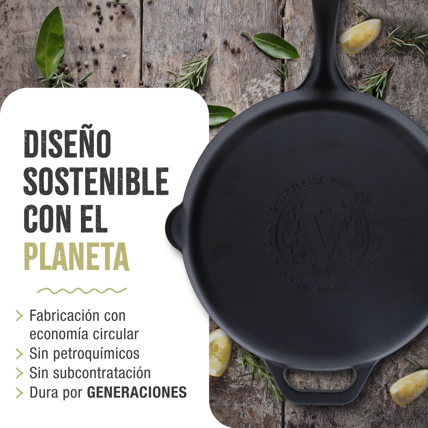 Victoria Sartén Hierro Fundido Esmaltado Inducción 25cm, Apta Fuego, Barbacoa, Horno Cast Iron Skillet, 36270, Negro_5