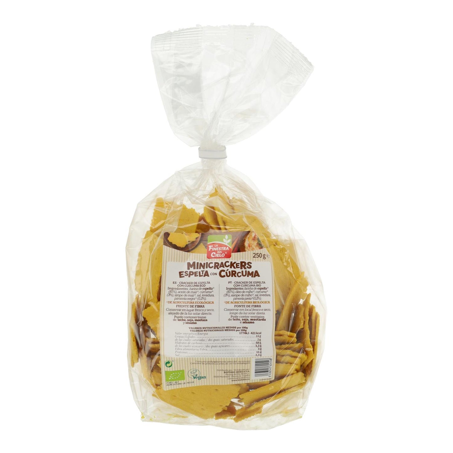 Mini Crackers de Espelta com Cúrcuma e Pimenta La Finestra Sul Cielo 250 g