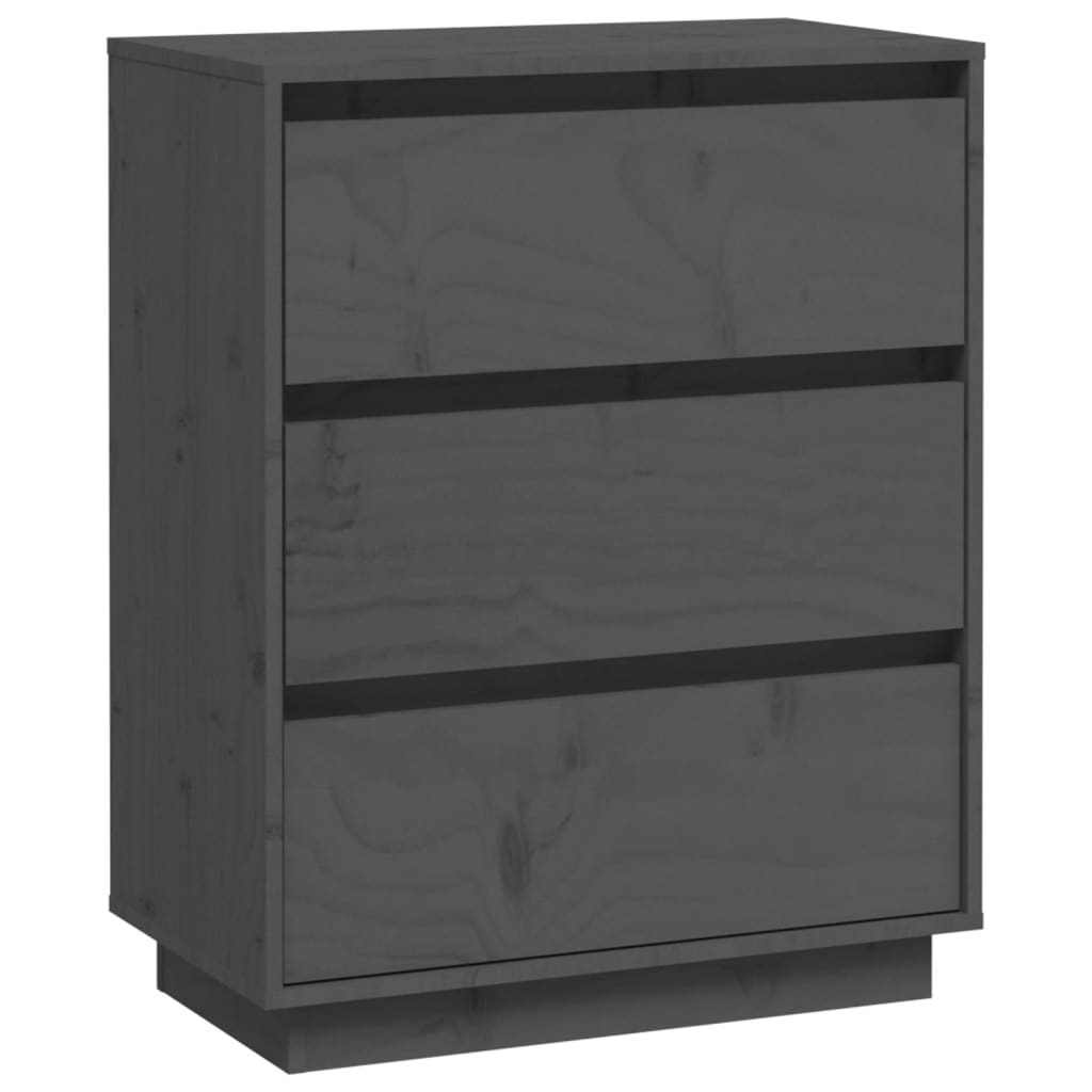 Aparador De Madera Maciza De Pino Gris 60x34x75 Cm / Vetonek_0