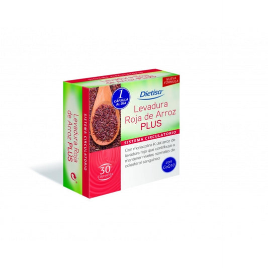 Suplemento alimentar de arroz vermelho fermentado Plus 30 cápsulas Dietisa