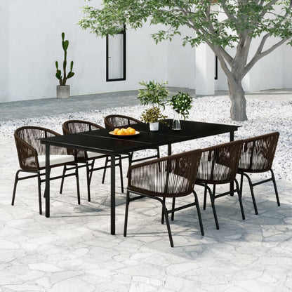 Juego De Comedor De Jardín 7 Piezas Marrón / Vetonek_0