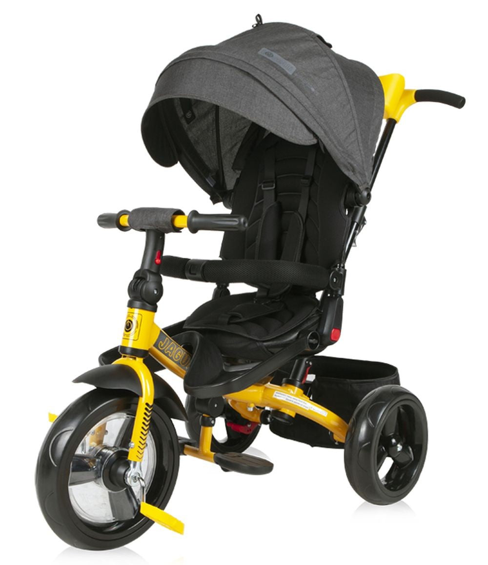 Triciclo Evolutivo Jaguar Con Capota , Asiento Giratorio 360º Y Ruedas Eva Black Yellow_0