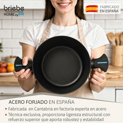 Briebe Cacerola Inducción Acero Forjado 24cm Antiadherente Sin Pfoa, Todas Cocinas Fabricada En España, Mare, Azul_2