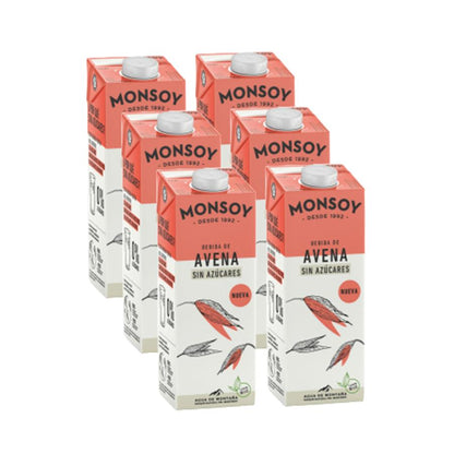 Pack de 6 Bebidas de Aveia Biológica Monsoy 0% Açúcares 1 L