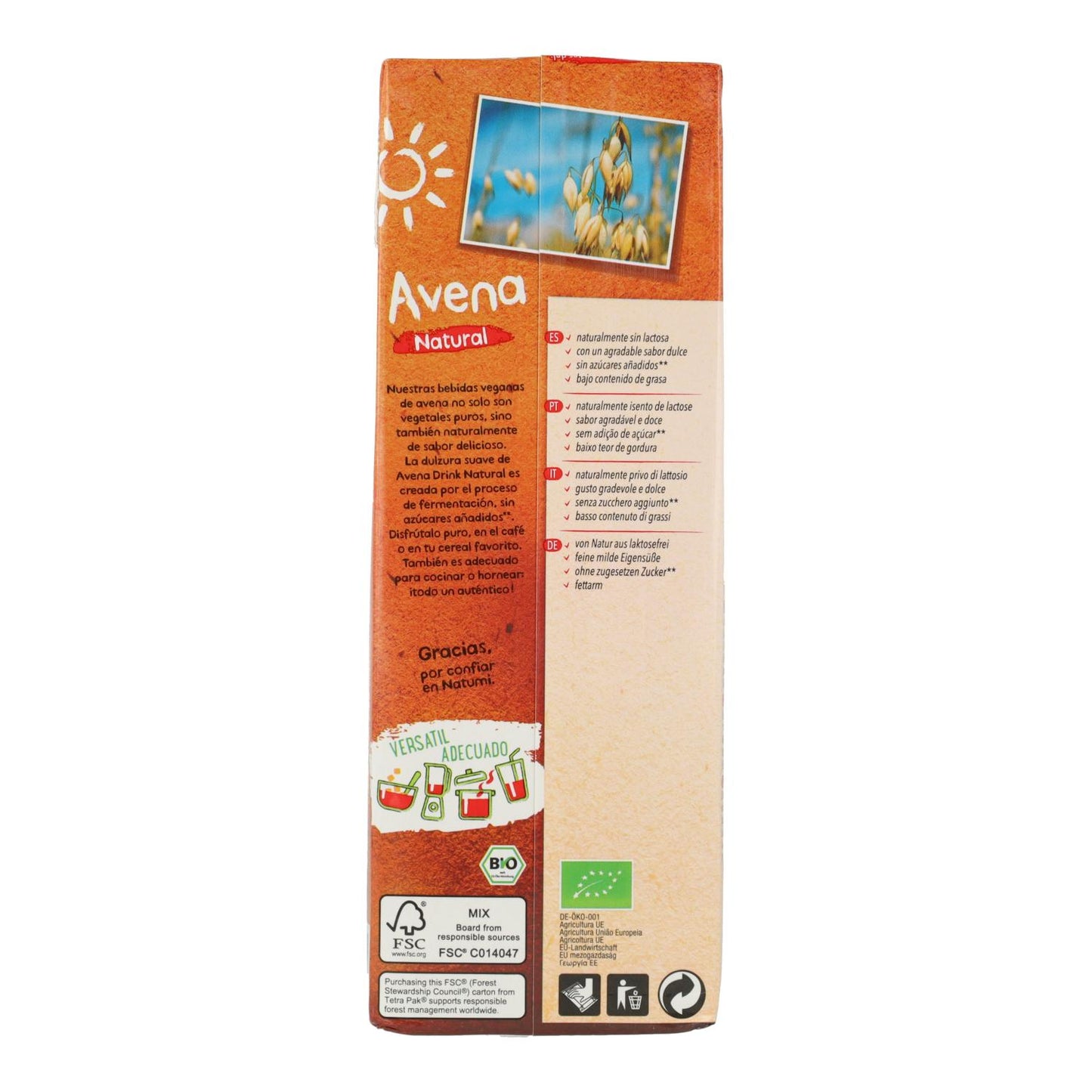Pack de 12 Bebidas de Aveia Biológica Natumi 1 L