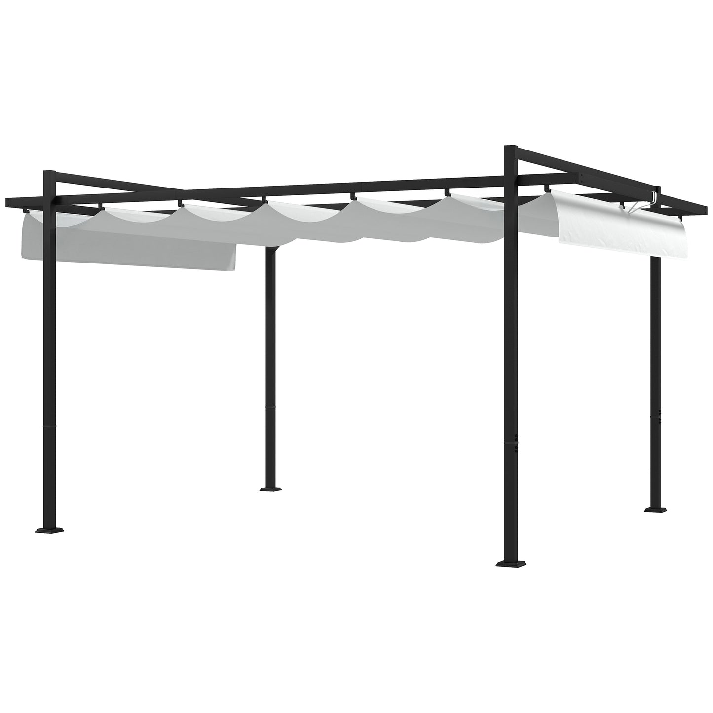Outsunny Pérgola 3x4 M Con Techo Retráctil De Poliéster Blanco Y Gris Oscuro_0
