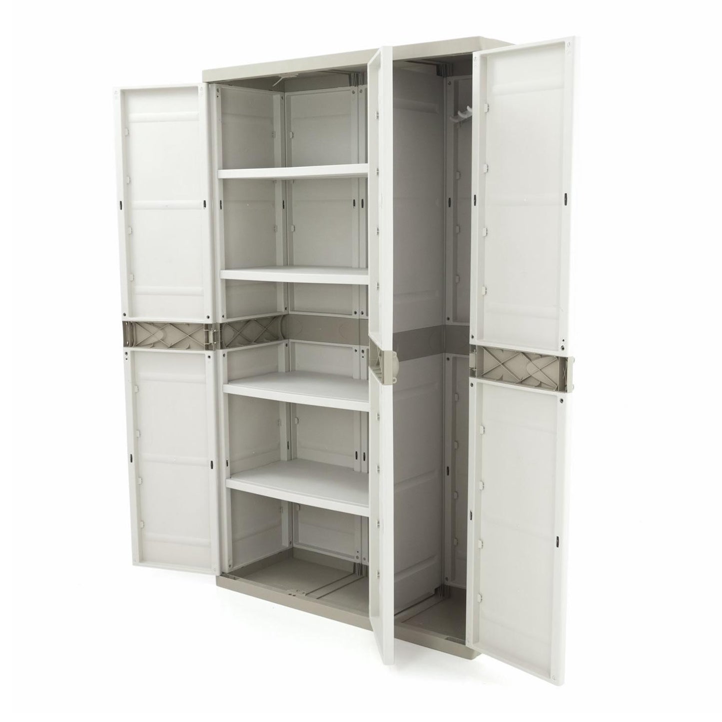 Roupeiro 3 portas com armário vassoura 105 cm Titânio Plastiken Bege