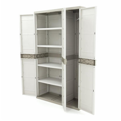 Armario de 3 Puertas con escobero 105 cm Titanium Plastiken Beige (Reacondicionado)