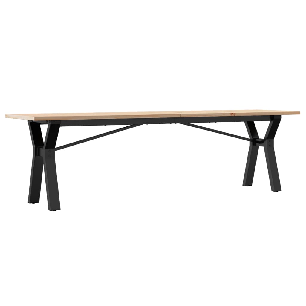 Mesa De Centro Marco Y Madera Maciza Pino Y Acero 160x40x45 Cm_4