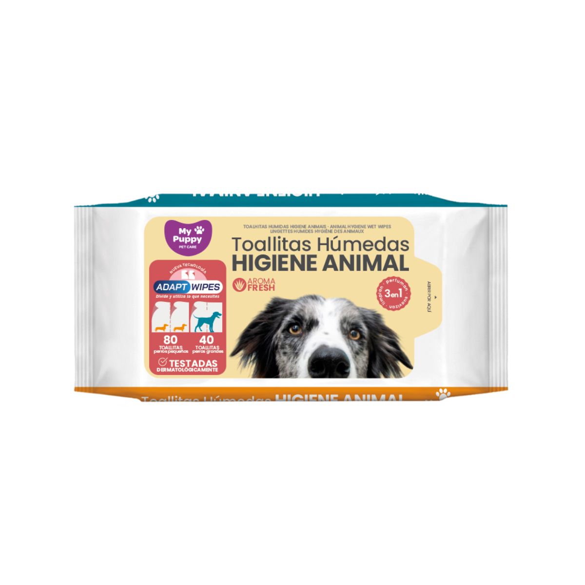 Toalhitas Húmidas para Higiene Animal My Puppy, Salustar, 80/40 unidades