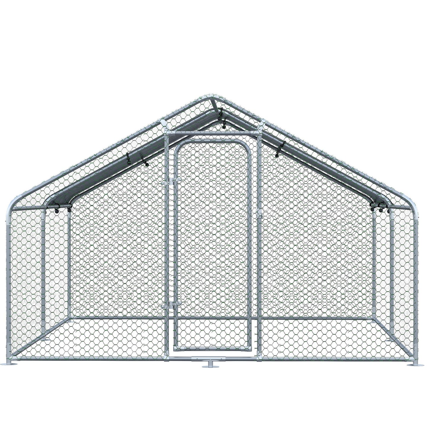 Pawhut Gallinero Exterior Grande De Metal Galvanizado 3x4x1,95 M Plata_3