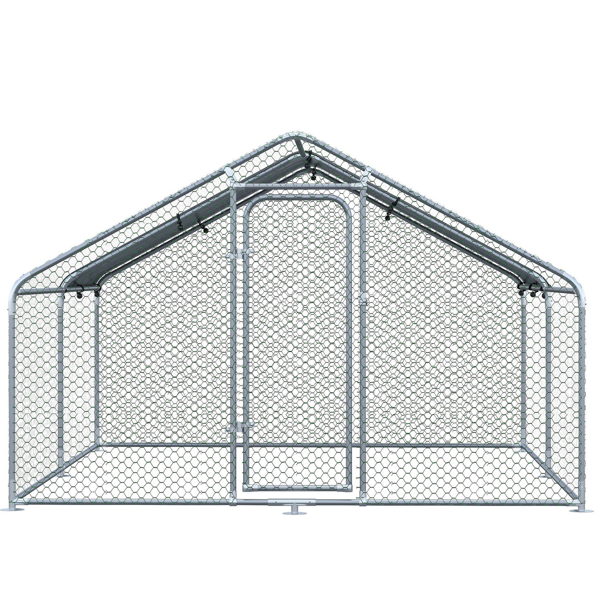 Pawhut Gallinero Para Exterior Grande De Metal Galvanizado 300x400x195 Cm_3