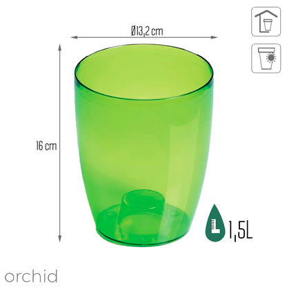 Maceta Coubi Orchid 1,5l., Dimensiones (mm) 132x132x160, Color Verde Transparente