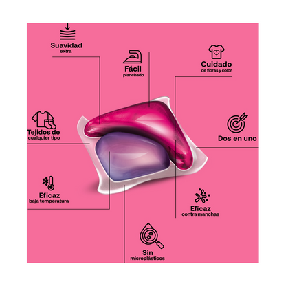 Embalagem de 2 detergentes ECO Flopp com amaciador, 30 cápsulas